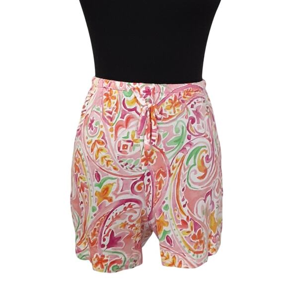 Lauren Ralph Lauren Black Label Boxer Pajama Set Button Up Pink Paisley Womens L - Picture 6 of 16